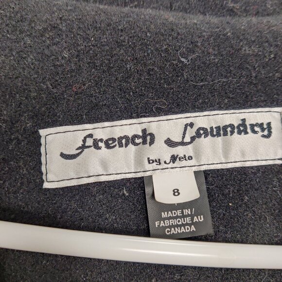 French Laundry Women's Long Coat Size 8 Black Cotton Lined Modest Vintage Casual - Picture 3 of 8